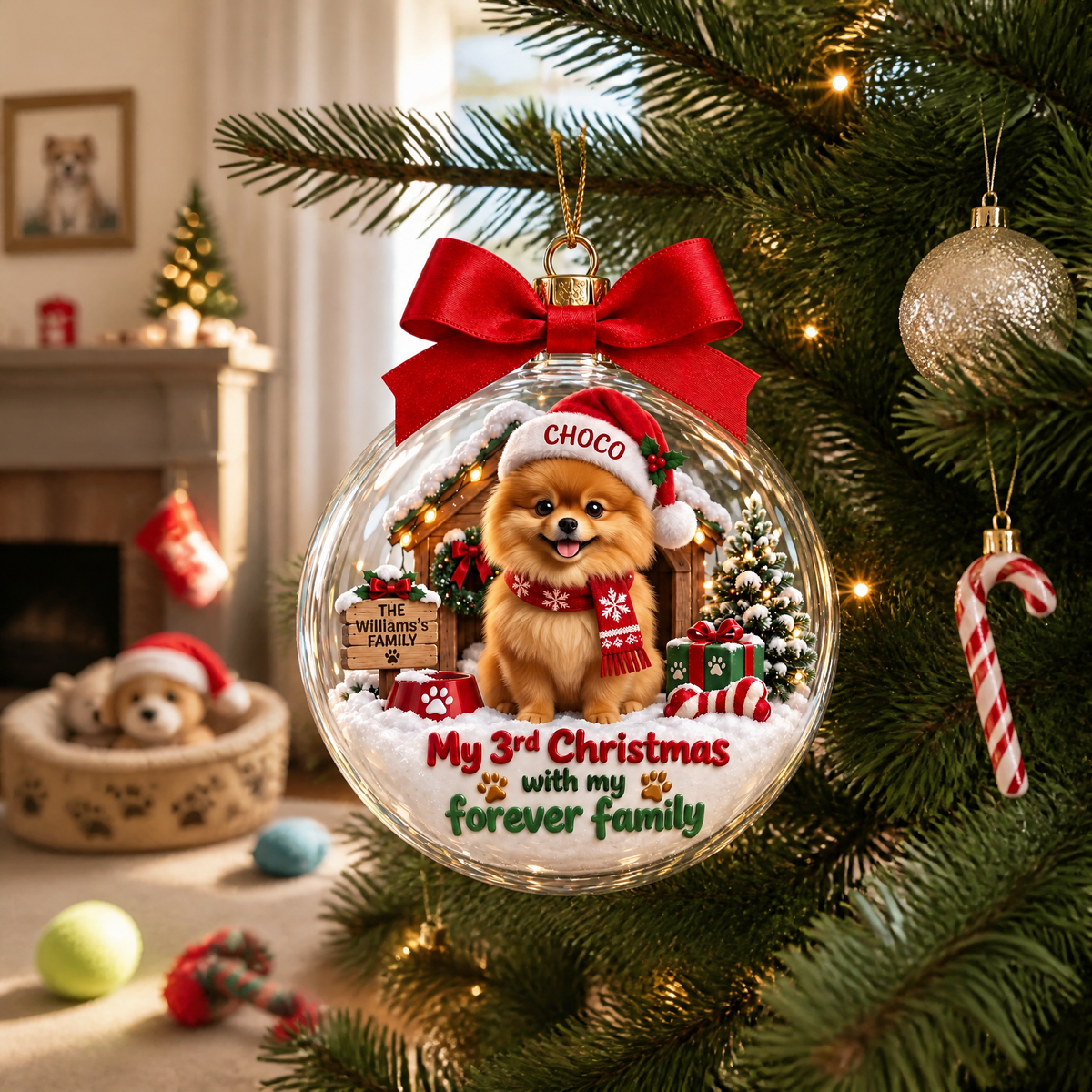 Custom Pet Photo Name Christmas Ornament, Personalized Dog and Cat Tree Decoration, Gift for Pet Lovers and Pet Parents hn04092026