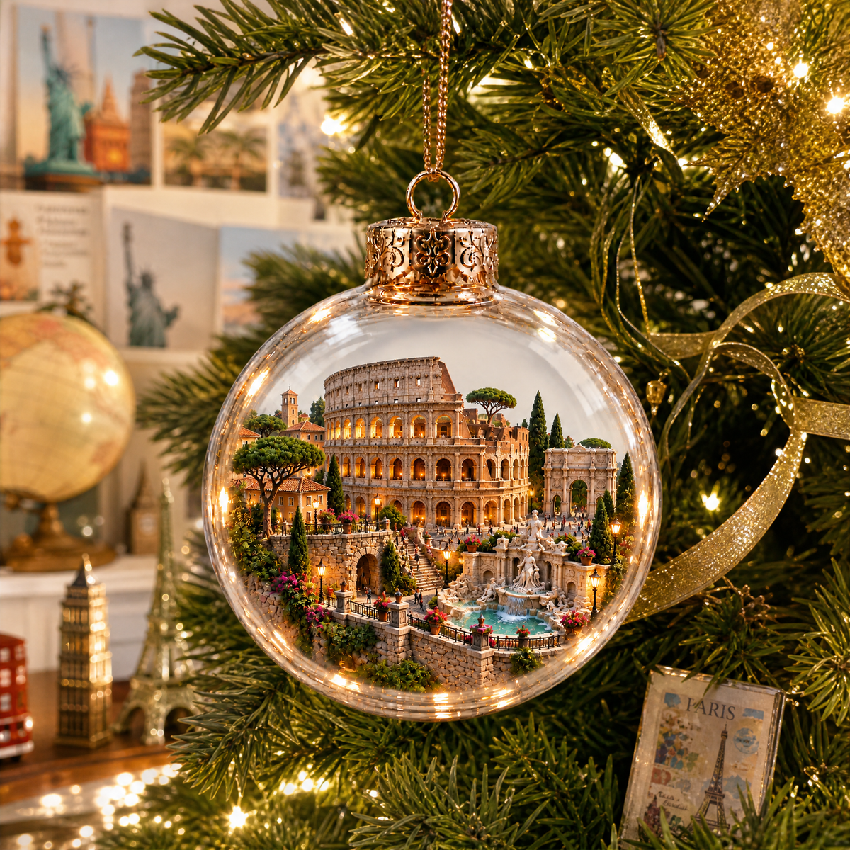 Travel Christmas Ornament With Photo and Name, Personalized Holiday Keepsake, Gift for Travelers and Adventure Lovers hn21092026thg