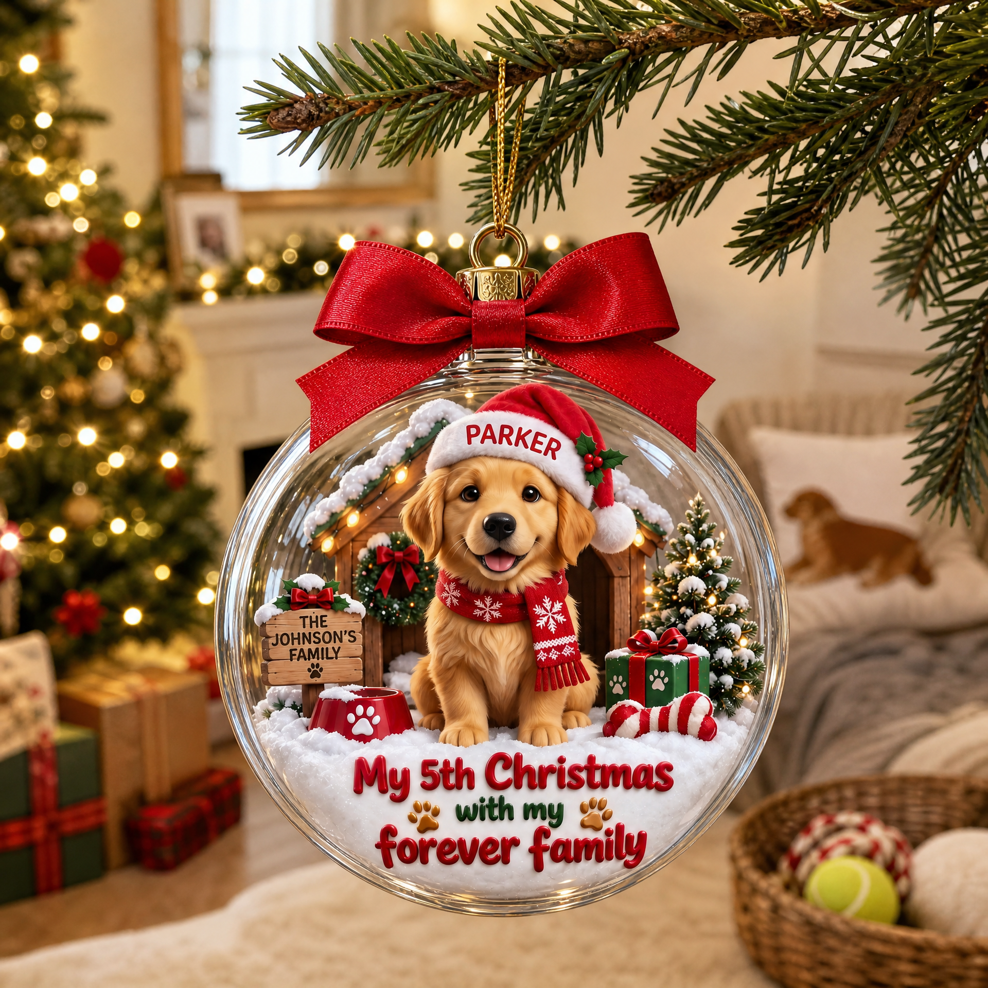 Custom Pet Photo Name Christmas Ornament, Personalized Dog and Cat Tree Decoration, Gift for Pet Lovers and Pet Parents hn04092026