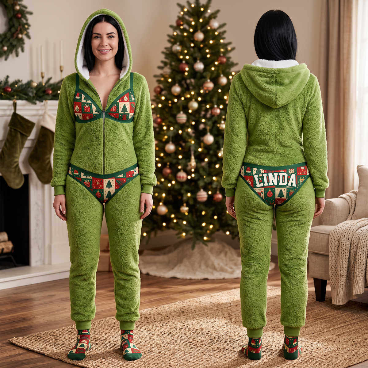 Custom Christmas Pajama Set With Name, Personalized Holiday Onesie Sleepwear, Gift for Christmas Lovers and Family hn28092026