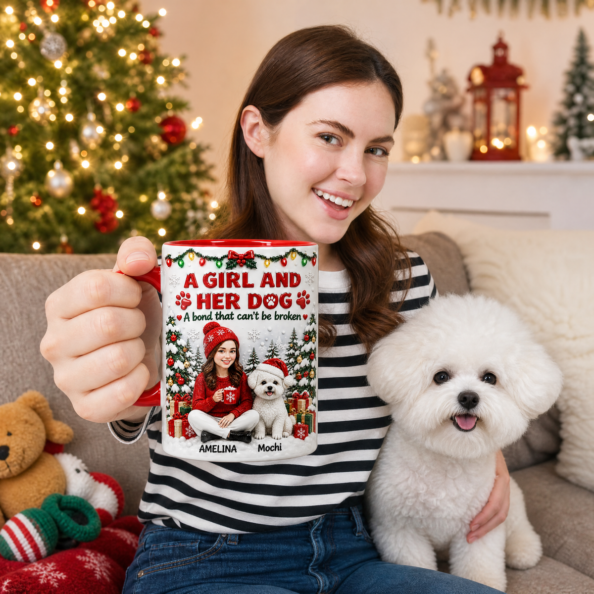 Custom Christmas Pet Mug With Photo and Name, Personalized Holiday Coffee Cup, Gift for Dog Lovers and Pet Parents hn18092026