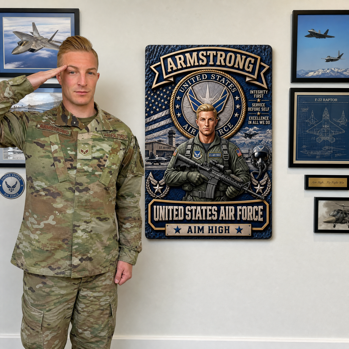Custom Military Metal Sign With Photo and Name, Personalized Army Wall Decor, Gift for Veterans, Soldiers and Military Fans hn23092026