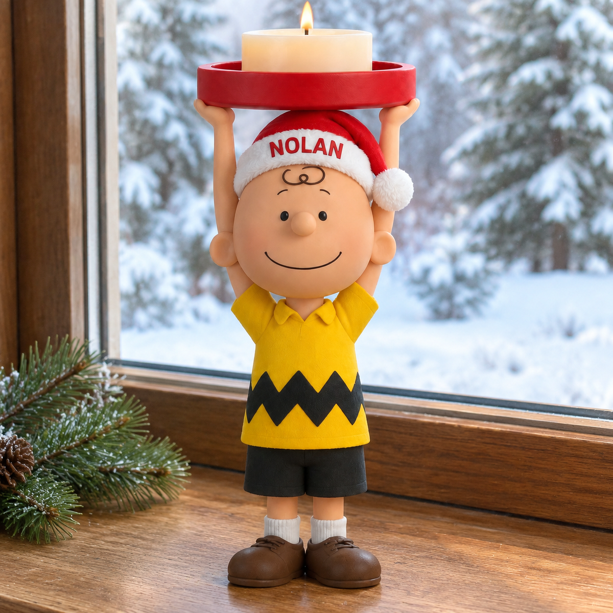 Personalized Christmas Candle Holder With Custom Name, Cute Holiday Figurine Candle Decor, Unique Xmas Gift for Cartoon Fans and Collectors hn20102026tp