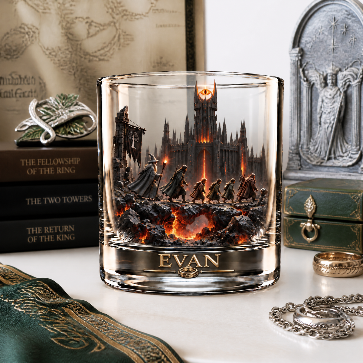 Custom Fantasy Adventure Glass With Name, Personalized Fantasy Map Drinkware, Gift for Fantasy Fans and Collectors hn24092026