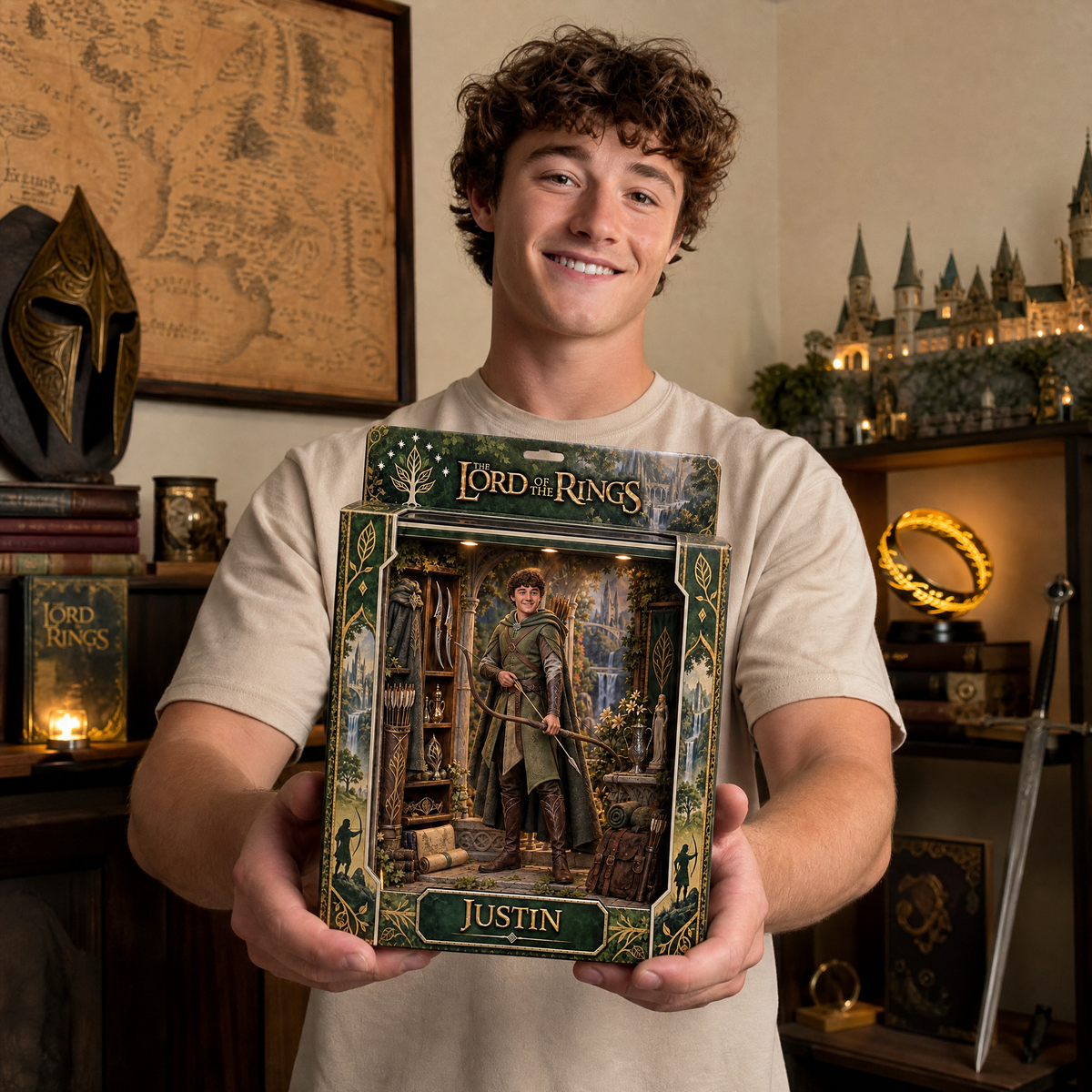 Custom Fantasy Warrior Box Plaque With Photo and Name, Personalized Medieval Character Display, Gift for Fantasy Fans and Collectors