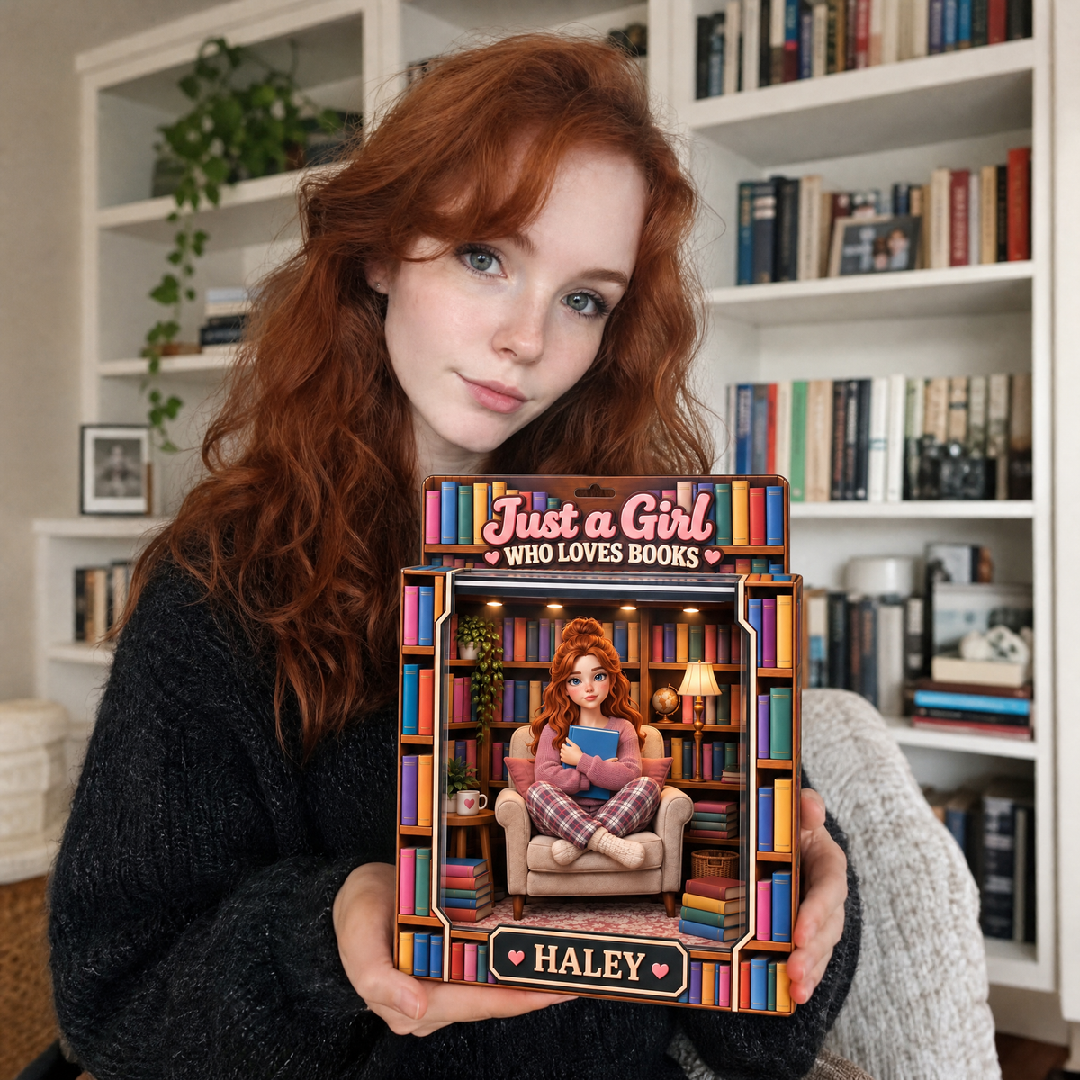 Custom Book Lover Box Plaque With Photo and Name, Personalized Reading Room Display Decor, Gift for Book Lovers and Readers hn19062026
