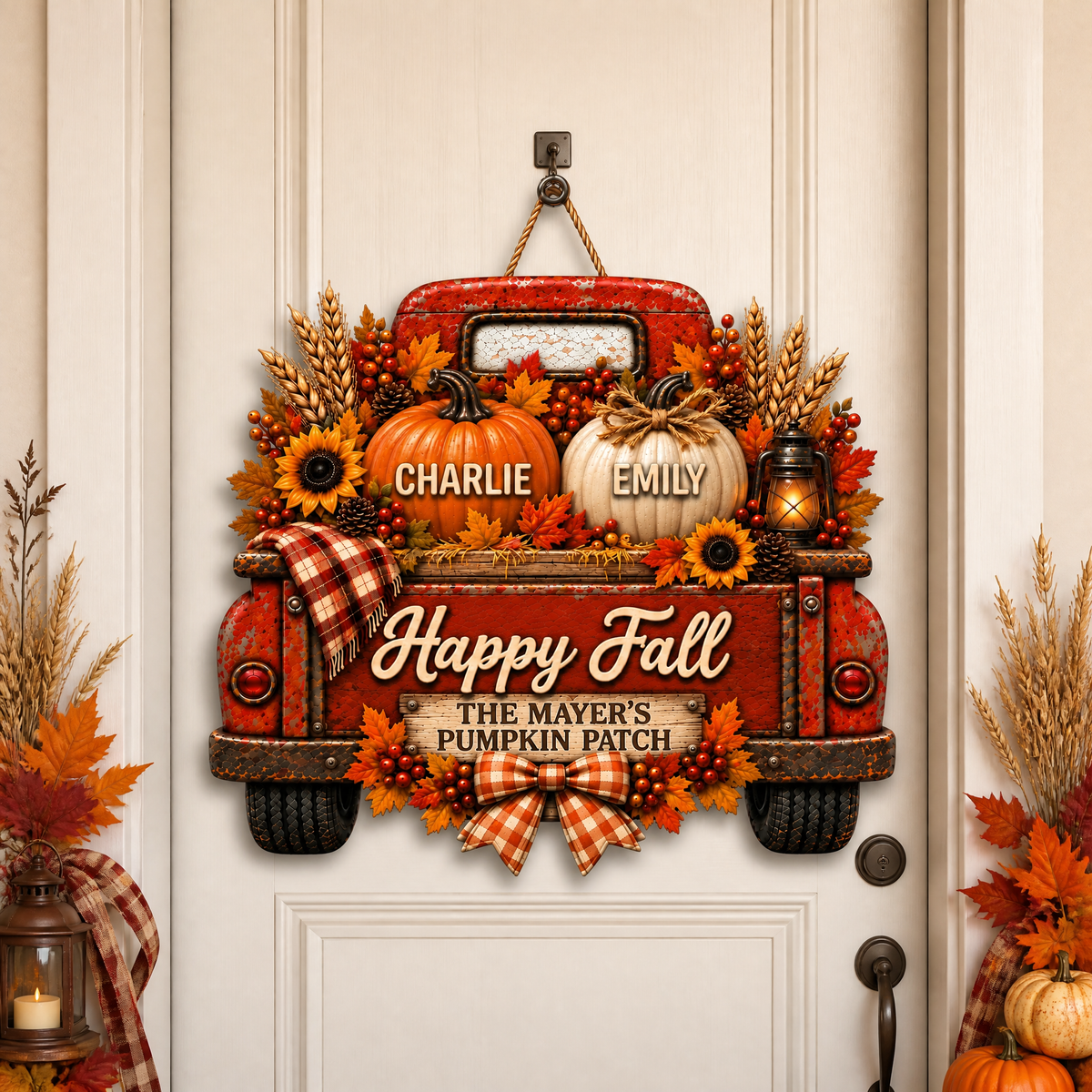 Custom Family Name Christmas Door Hanger, Personalized Holiday Truck Door Decor, Gift for Families and Homeowners hn04092026
