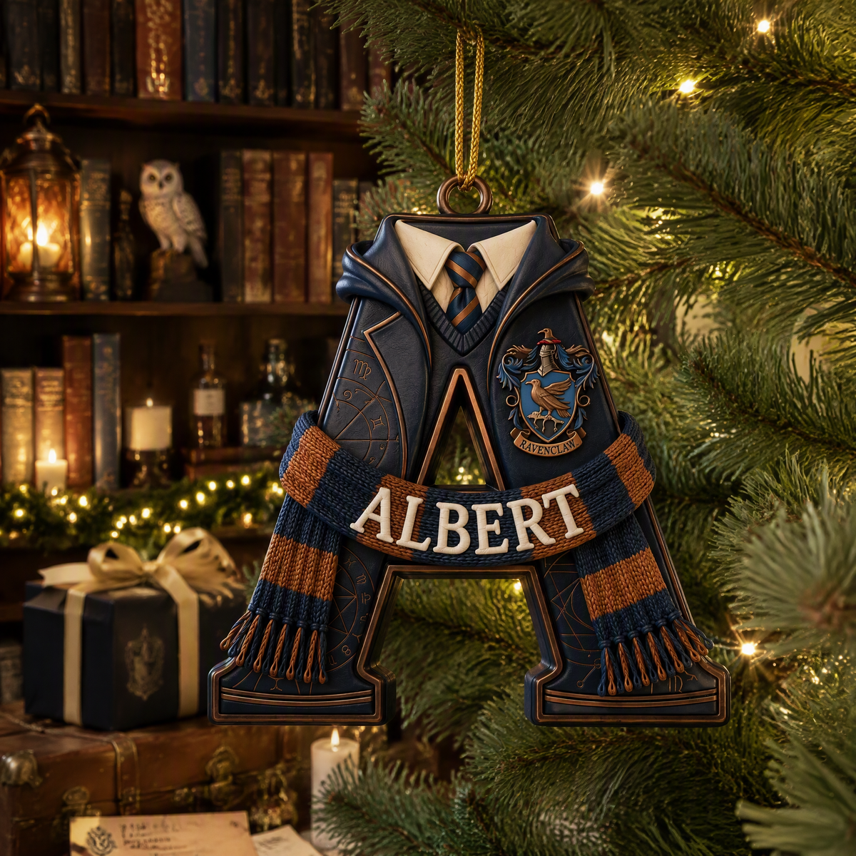 Custom Name Wizard Alphabet Christmas Ornament, Personalized Magic Letter Tree Decoration, Gift for Fantasy Lovers hn29082026