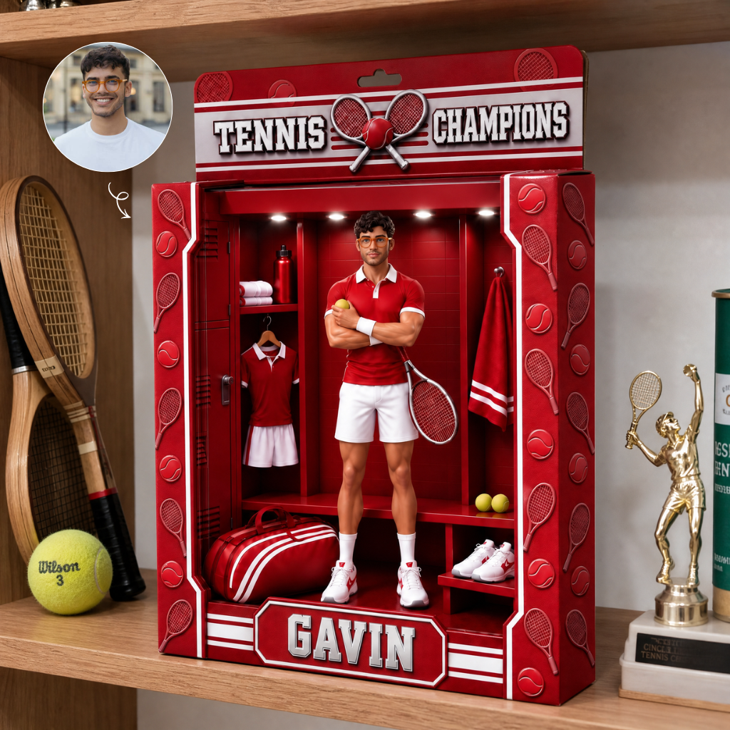 Custom Tennis Box Plaque With Photo and Name, Personalized Tennis Player Collectible Decor, Gift for Tennis Lovers and Sports Fans hn24092026