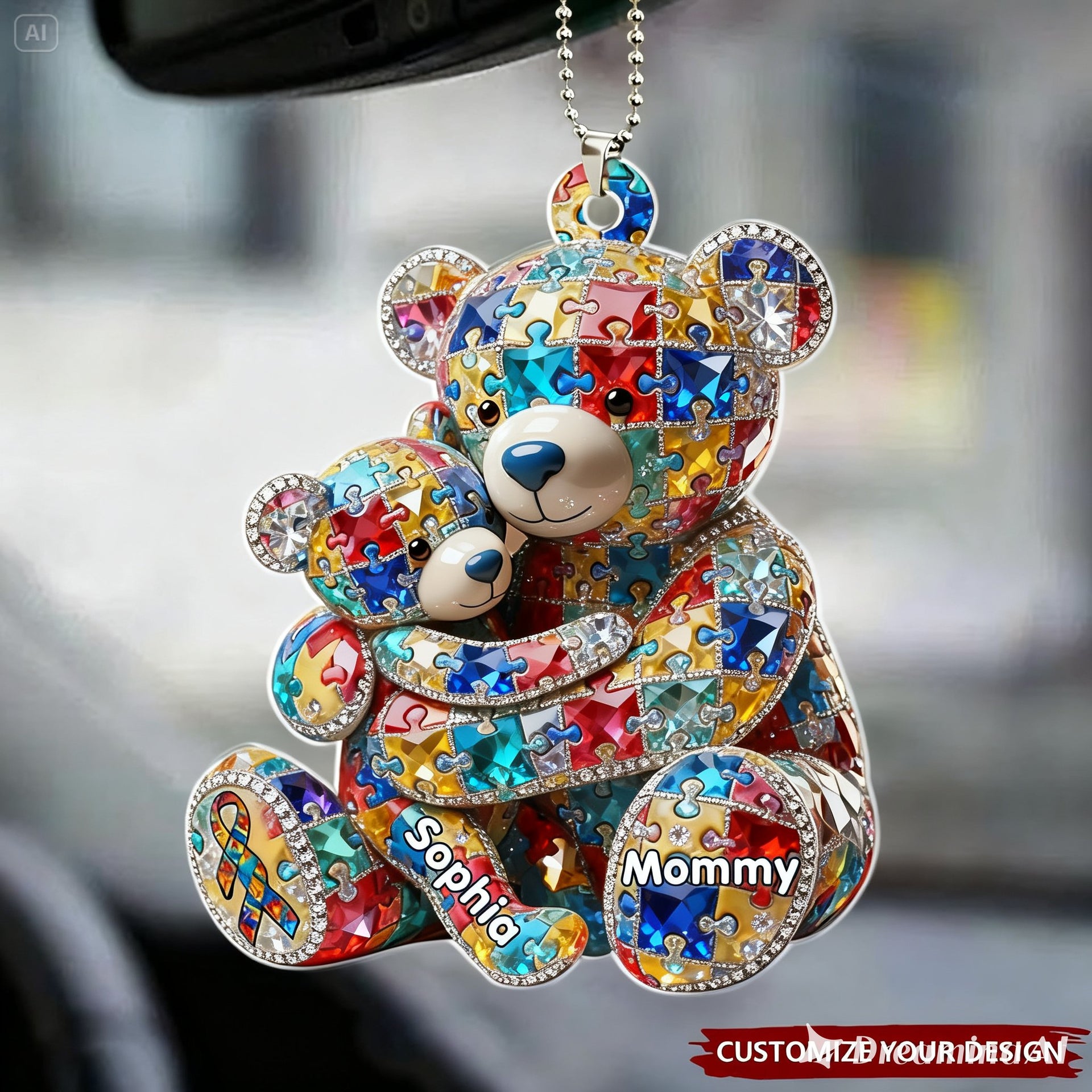 Personalized Mommy & Baby Bear Car Hanger – Meaningful Gift For Mommy