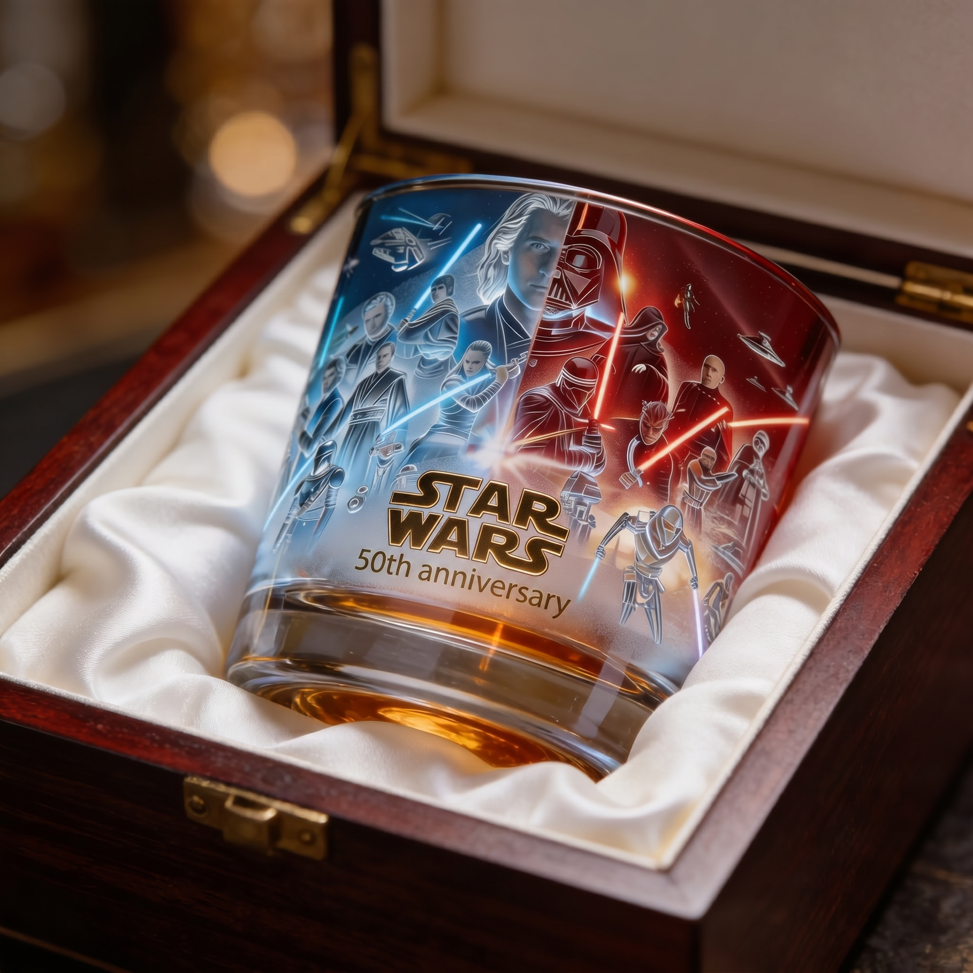 Sci-Fi Light vs Dark Whiskey Glass – Dual Color Galaxy Design Tumbler Gift for Fans