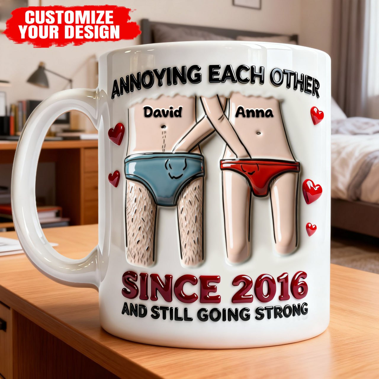 Personalized Funny Couple Mug, Custom Names & Year Coffee Mug — Unique Gift For Couples & Anniversaries