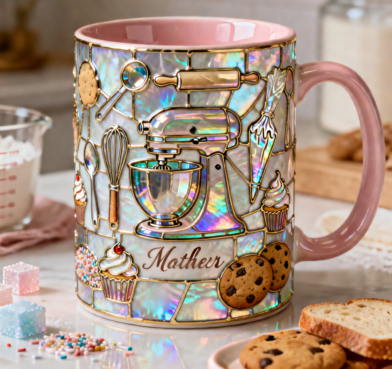 Custom Name Baking Mug – 3D Ceramic Coffee Cup Gift for Bakers