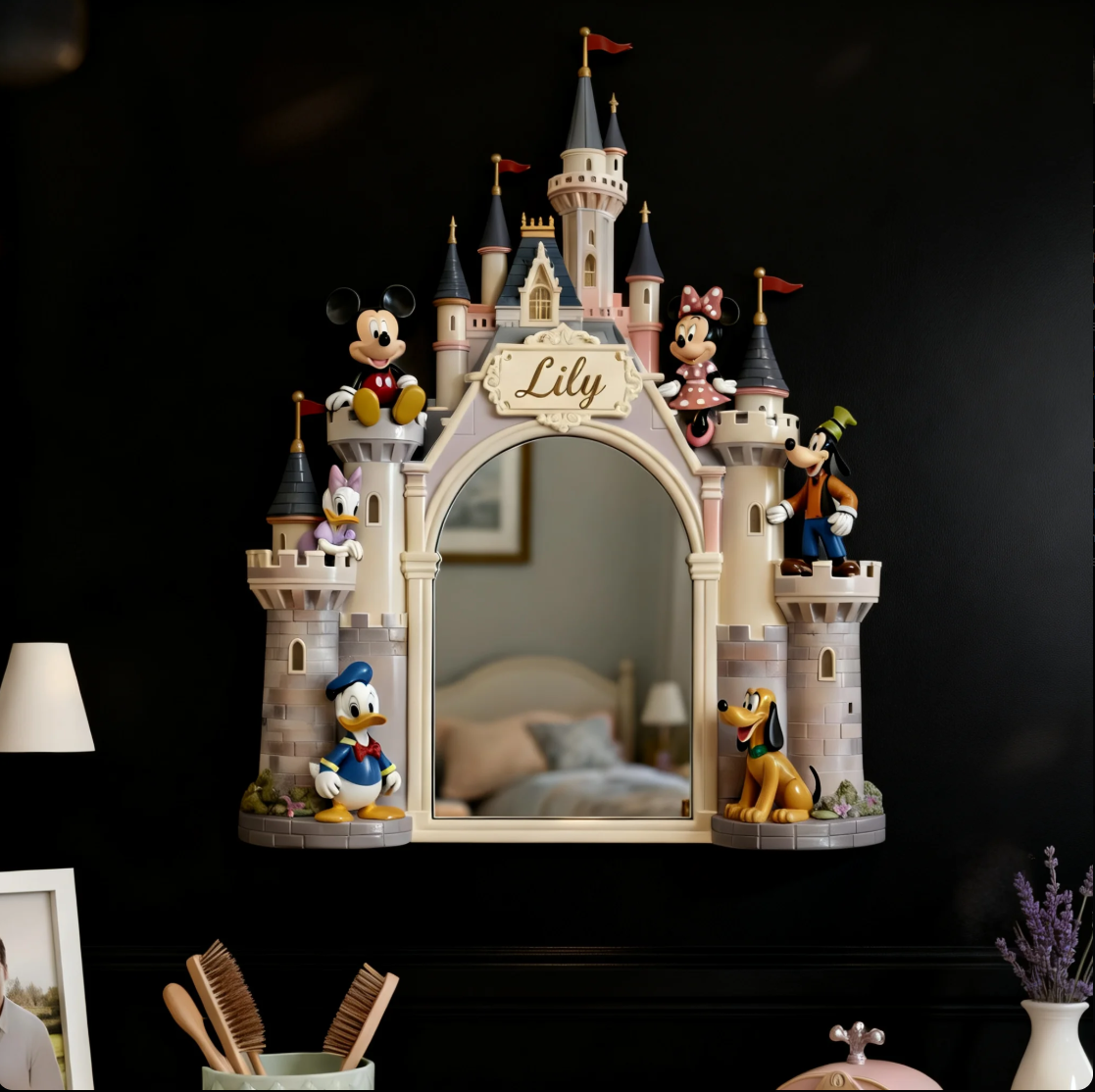Personalized Cartoon Castle Fan Lover Wall Mirror – Custom Name Gift