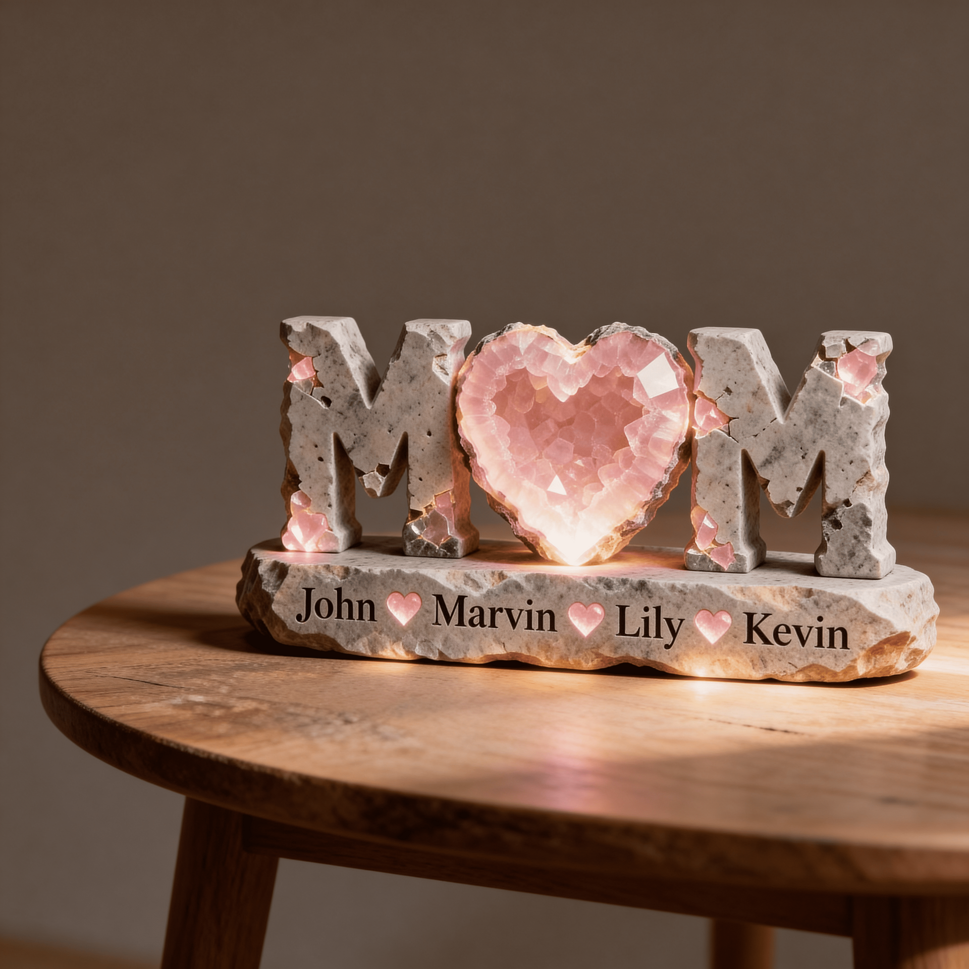 Personalized MOM Heart Acrylic Plaque with Family Names, Gift For Mom